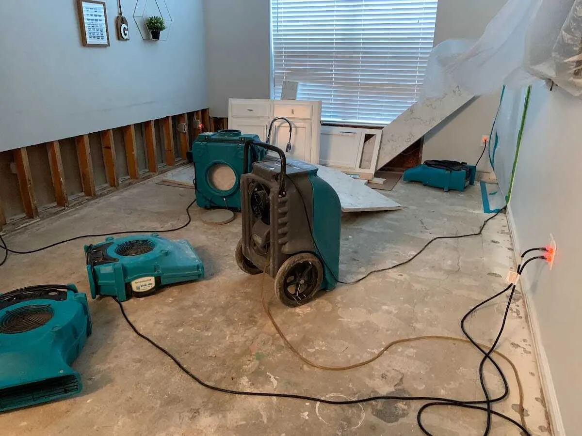 Dehumidifier in flood-cut room for Water Damage Restoration in South Whitehall
